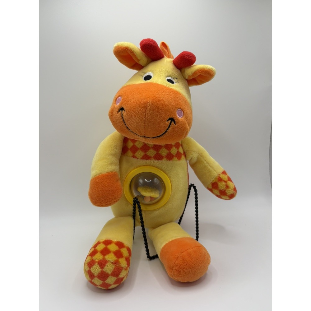 Gitzy Stuffed Animal Plush Giraffe 13 Inch Yellow Orange Red Rattle Belly GOOD